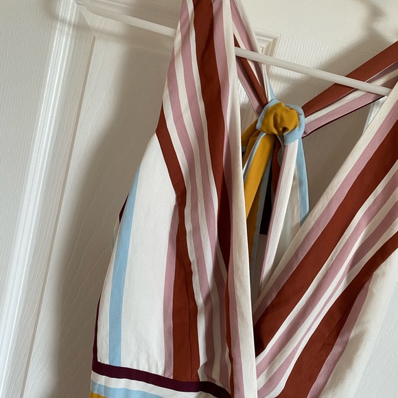 Zara TRF Collection Striped Tie Back Surplice Midi Dress Size XS - Picture 5 of 11